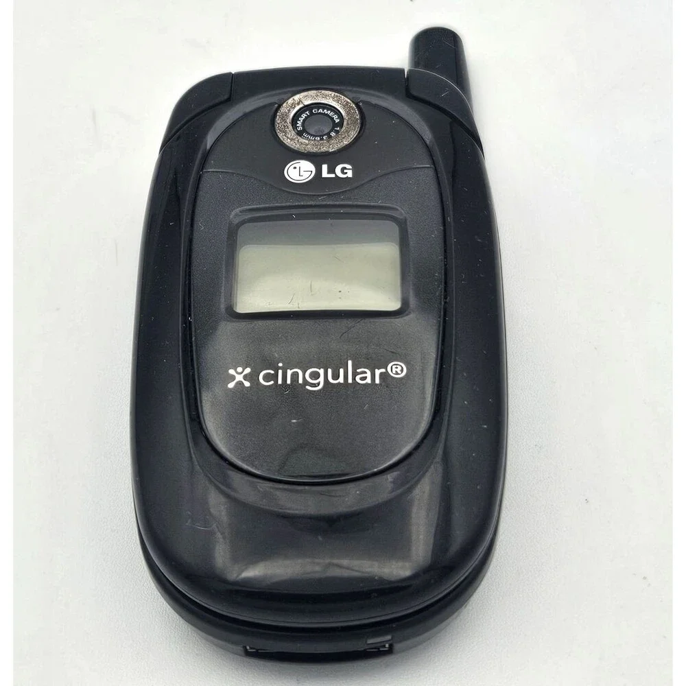 LG CG225 Cingular Black Flip Phone Y2K Cell Phone Box Charger